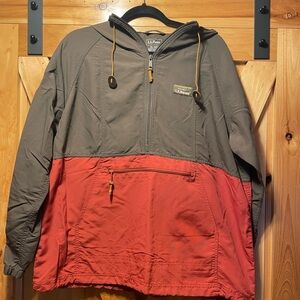 L.L.Bean Two-Tone Hooded Anorak Jacket - Olive & Rust